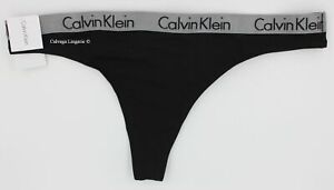 NWT Calvin Klein QD3539 "Radiant" Low-Rise Cotton Thong, Black (001), L