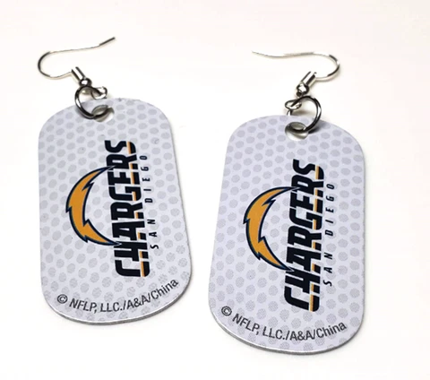 SAN DIEGO CHARGERS EARRINGS DOG TAG METAL NEW LICENSED NFL FOOTBALL CHARMS Cover