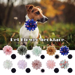 Dog Collar Accessories Bow Fabric Flower Puppy Cat Necklace Pet Supplies Props - Picture 1 of 26
