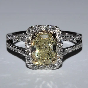 Marvelous Round Shape 3.25 CTW Radiant cut Diamond Fancy Yellow 18K WG GIA - Picture 1 of 5