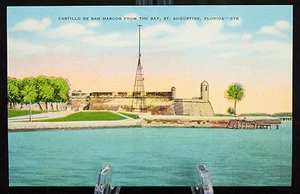 Postal Castillo De San Marcos the BaySt Augustine Florida lino sin publicar - Imagen 1 de 4