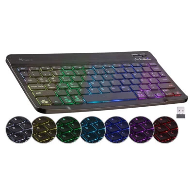 Kompakte Multi-Device-Akku-Funktastatur Bluetooth, LED 7 Color ,QWERTZ - Bild 1 von 4