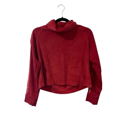 Adidas Para Mujer Pequeño Rojo Terciopelo Cuello Embudo Recortado Top Pista Deporte ID Suéter Foto 1 de 4