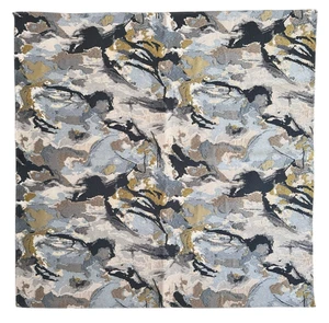 Abstract Textured Upholstery Fabric Sample Gold Blue Tan Art Large 26"L x 26"W - Picture 1 of 9