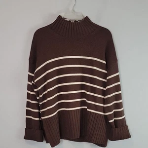 Maglione oversize GAP finto collo marrone e bianco a righe - Foto 1 di 7