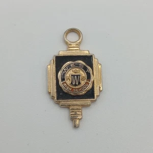 Vintage West High School Abschluss Anhänger Charm goldfarben Emaille - Bild 1 von 4