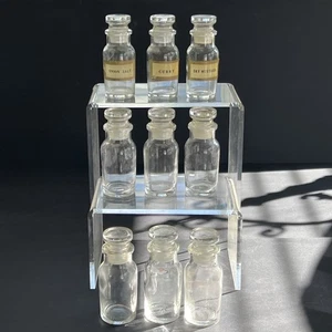 Vintage 9er Set Klarglas Gewürzgläser mit Stopfendeckel. Apotheker - 4" x 1,5" - Bild 1 von 8
