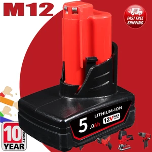5,0Ah Für Milwaukee M12B4 Akku 12 Volt Lithium Ion Akku 12V Li-Ion 4932430065 DE - Bild 1 von 12