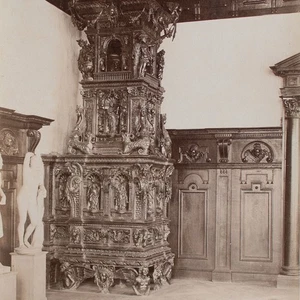 Kachelofen Rathaus Augsburg Historische Innenansicht Fotografie Abzug um 1860 - Picture 1 of 4