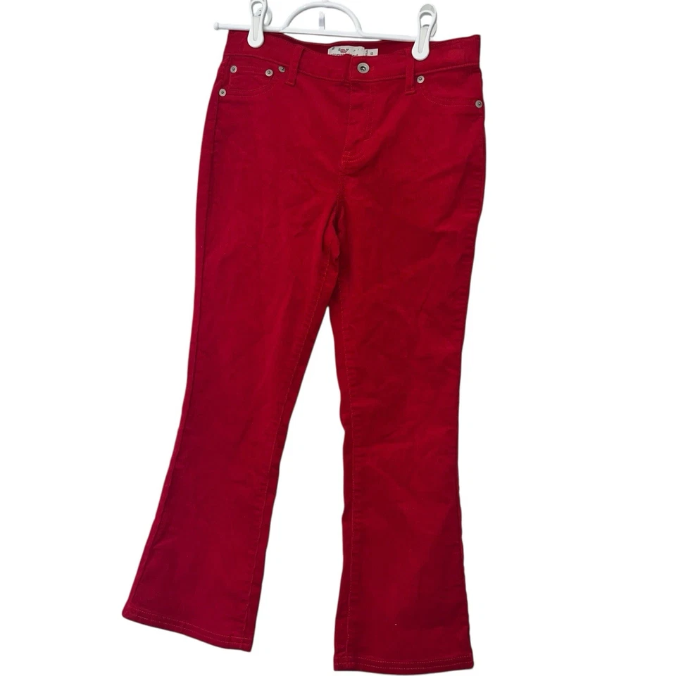 Pantalones de pana acampanados Vineyard Vines nuevos sin etiquetas vacaciones rojo acampanado niñas talla 12 Foto 1 de 3