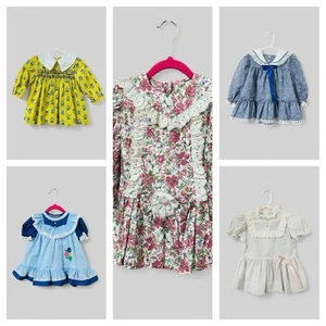 Lot Of 5 Vtg Baby Girl Toddler Dresses Smocked Polly Flinders Sailor Owl 2T 3T - Picture 1 of 20