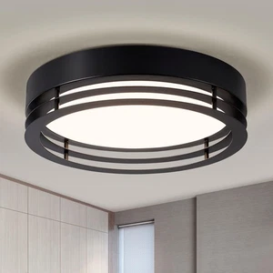 Black Flush Mount Ceiling Light, Modern Dimmable LED Light Fixture, Minimalis... - Picture 1 of 9