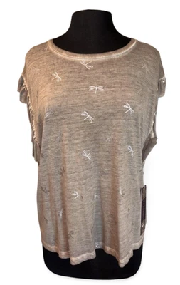 NUEVA Camiseta Dantelle Drangonfly Manga Casquillo Flutter Para Mujer Talla M Gris Núcleo de Hadas Foto 1 de 4