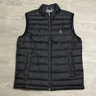 Chaleco acolchado Izod Advantage Performance S para hombre negro cremallera completa golf al aire libre Foto 1 de 4