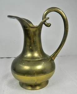 Vaso contenitore brocca acqua ottone massiccio vintage decoro altezza 8” ottone spesso - Foto 1 di 8