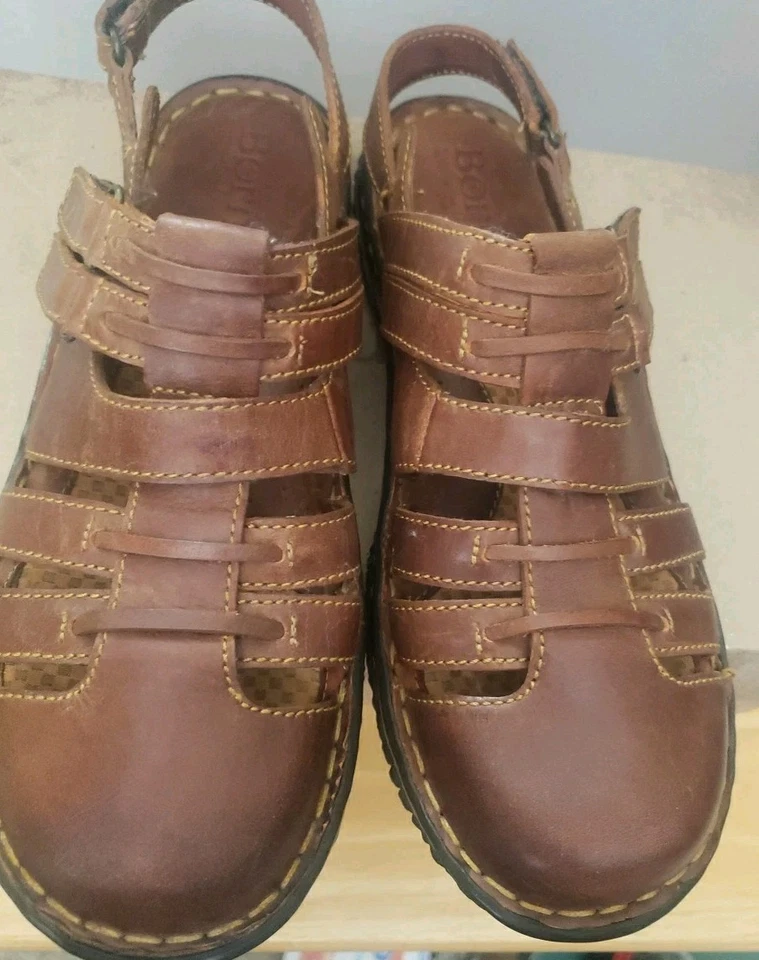 Sandalia Mujer Born Cuero Marrón Correa Ajustable Talla 9 - Imagen 1 de 4