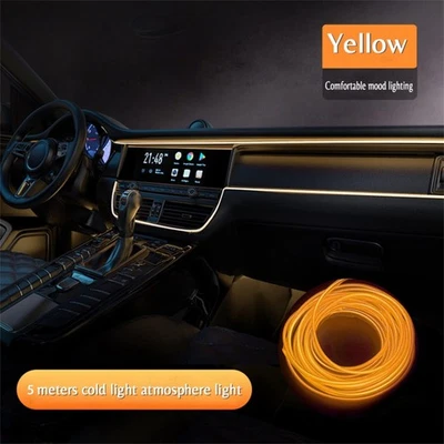 Strip LED Auto USB Filo Luminoso Arancione 5 Metri Illuminazione Interna Ambient - Immagine 1 di 4