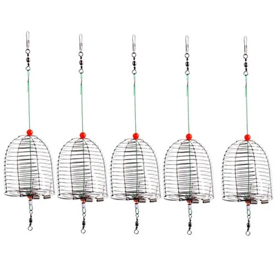5 Pezzi Esca da Pesca Gabbia Acciaio Inox Pesca Trappola Cestino Attrezzo - Immagine 1 di 4