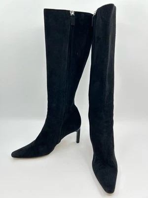 RALPH LAUREN Purple Label Suede Boots Size 7B Black Women Heel Classic Leather - Image 1 of 4