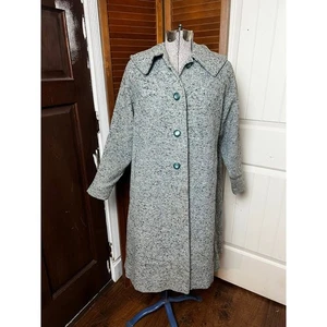 Vintage wool trench coat with purple lining - Picture 1 of 12