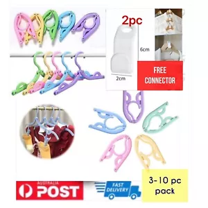 10/3pcs Travel Portable Foldable Clothes Coat Plastic Hangers Folding Slotted - Picture 1 of 28