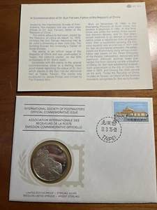 Sobres medallicas Franklin Mint Int Society Postmasters Dr. Sun Yat-sen - Imagen 1 de 4