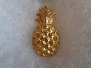 Ananas Brosche Anstecknadel figürlich Obst messingfarben Metall Vintage 1-7/8" hoch süß - Bild 1 von 9