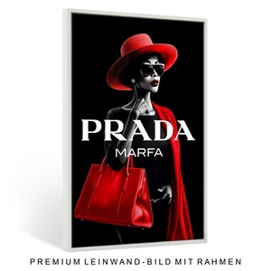 ✅ WANDBILD PRADA MARFA - FRAU MODE LEINWAND BILD MIT RAHMEN , KUNST DEKO HAUS - Bild 1 von 8