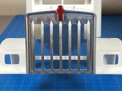 Aluminum Front Hood Grill  + 1.7cm KW Logo Emblem Tamiya R/C King Grand Hauler - Image 1 of 4