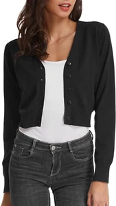 Women'S Open Front Knit Cropped Bolero Shrug Cardigan Sweater Long Sleeve (S-4XL - Picture 1 of 12