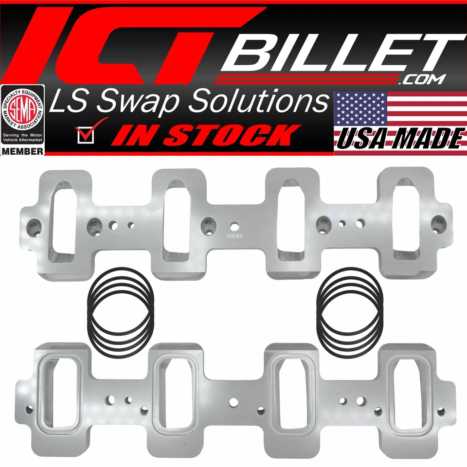 Adaptadores de admisión de culata de puerto rectangular ICT Billet LS a catedral Foto 1 de 2