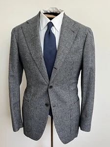 RARE Napolisumisura NSM Houndstooth Tweed Suit Patch Pocket Flat Front Bespoke*^ - Bild 1 von 12