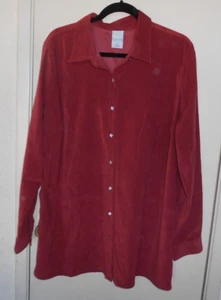 Azul cascada. Rojo óxido, manga larga, cristal botón arriba parte superior delantera. talla 1X? - Imagen 1 de 4