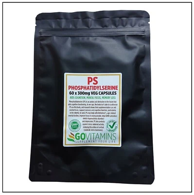 GOVITAMINS Cápsulas vegetarianas de fosfatidilserina 300 mg - AUMENTA LA MEMORIA Y LA COGNICIÓN