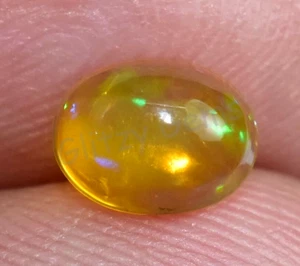 0.50 Ct Natural Ethiopian Fire Opal Yellowish Play Of Color Cabo Certified Gem - Picture 1 of 7