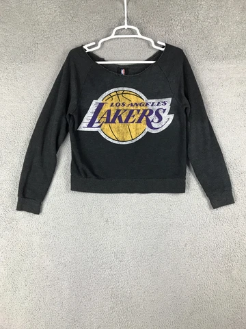 NBA Los Angeles Lakers Womens Long Sleeve Round Cut Neck Pullover Gray Sweater S Cover