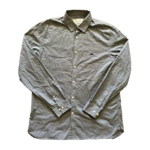 Lacoste Mens Shirt Slim Fit Blue Check Long Sleeve 16.5" Neck 42" Chest Large - Picture 1 of 7