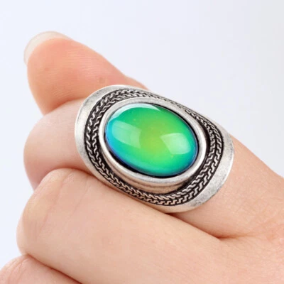 2025 Large Big Color Change Mood Oval Stone Ring Emotion Feeling Ring Size 7/8/9 - Image 1 of 4