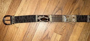 Michael Kors MK Logo Cheetah Multiclr Leather Belt Gold Buckle Women SML #554720 - Picture 1 of 8