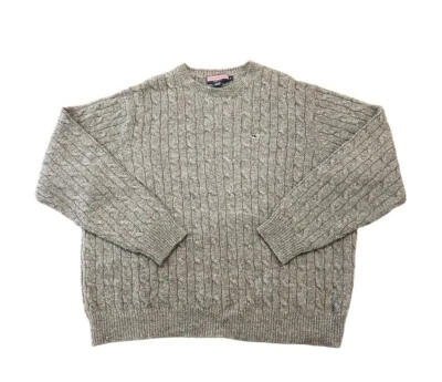 Vineyard Vines Men’s Shetland Cable Knit Crewneck Sweater Heather Gray Wool XL - Image 1 of 4