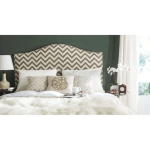 SAFAVIEH Connie Headboard Silver Nail Head | Grey / Wheat | Queen | - Picture 1 of 1