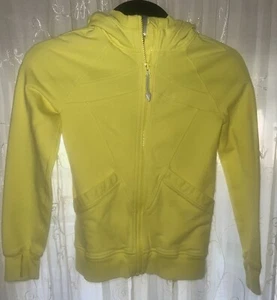 Ivivva by Lululemon Girls Hooded Zip Up Jacket Yellow Thumb holes Size 7 - Picture 1 of 8
