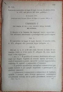 @Ssolut@ R @ Rit @' -Ley La Convalida Decreto 12/10/1894 Sobre Juguetes El - Imagen 1 de 1