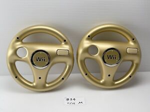Club Nintendo Wii Mario Cart Steering Wheel Handle Gold Set of 2 tested