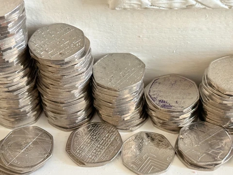 50p Fifty Pence Coins Cheap & Cheerful Need Cleaning Could Be Crap Condition Cover