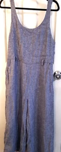 Rachel Zoe Linen Jumpsuit Size 12 Chambray Blue Sleeveless Wide Leg Boho NO BELT - Picture 1 of 14