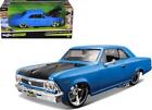 1966 Chevrolet Chevelle SS 396 Blue With Black Hood Classic Muscle 1/24 Diecast