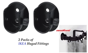 2 Packs IKEA HUGAD Wall Fitting for Curtain Rod Connection Black Corner Mount - Picture 1 of 1