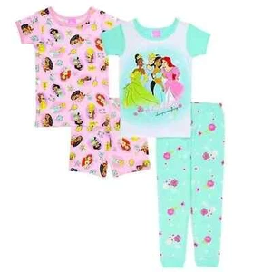Disney Princess Kids Girls 4-Piece Cotton Pajama Set - Size 3T - Picture 1 of 5