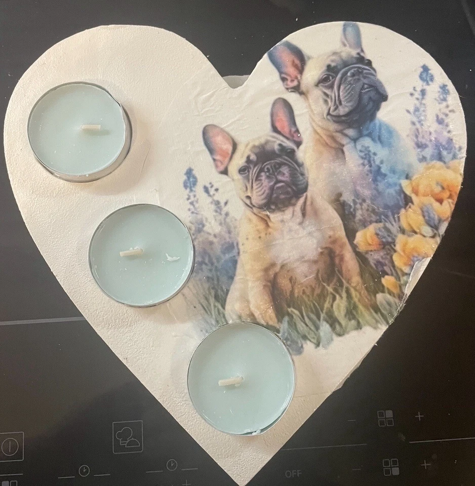 1 X Heart Shaped Tea Light Holders Decoupage  18mm MDF 20cms Wide - Image 1 of 1